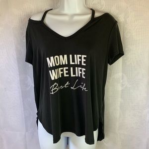 Alya medium print graphic cut out t shirt